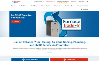 Reliance The Furnace Company Edmonton Heating, Air Conditioning & Plumbing Website